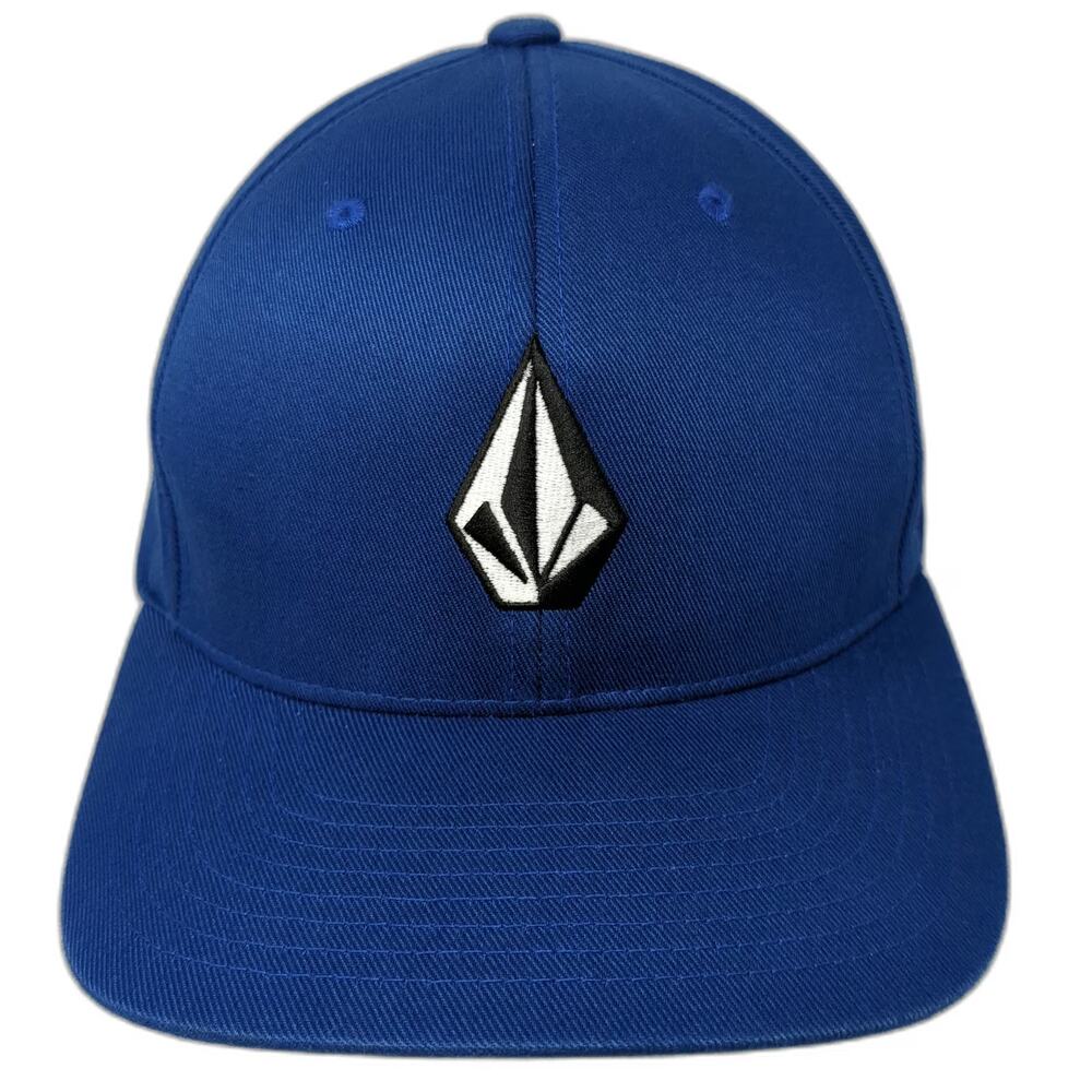 Volcom Baseball Cap Blue XL Flexfit Stone Logo Embroidered Polyester Cotton Hat